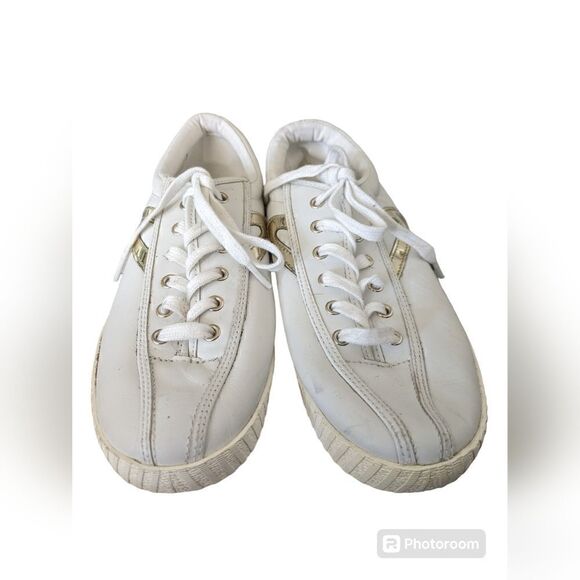 TRETORN WTNY LITE 2 PLUS WHITE GOLD RETRO FEEL LACE UP SNEAKERS - Picture 3 of 5